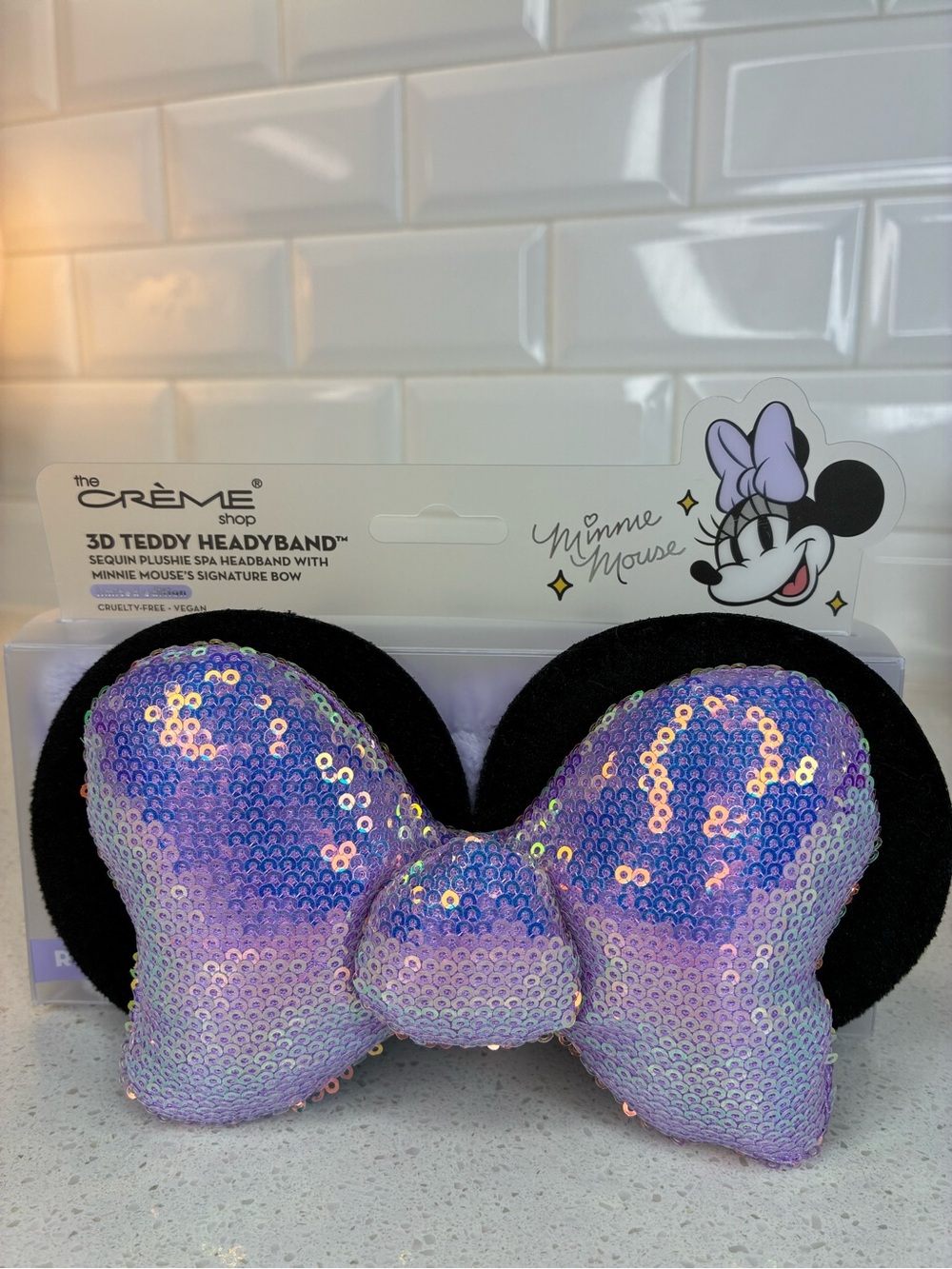 Minnie Mouse Sequin Bow Headband - Purple